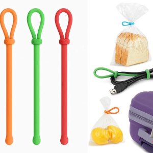 4 Silicone Twist Ties for Bag Sealing and Cable Management Reusable Flexible Food Storage Clips for Kitchen and Travel Organization