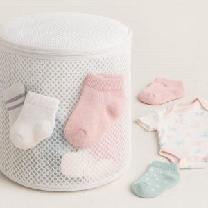 Cylindrical Mesh Laundry Bag for Socks and Small Accessories Tangle Free Wash Bag for Delicate Items and Baby Clothes Organization