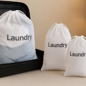 Travel Laundry Bag Set with Drawstring Closure Lightweight Breathable Mesh Organizer for Dirty Clothes in Suitcase and Hotel Stay