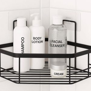 Corner Shower Caddy Shelf for Space Saving Bathroom Organization Rust Resistant Metal Rack with Strong Adhesive for Toiletries