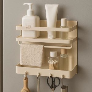 Magnetic Bathroom Storage Rack for Refrigerator and Metal Surfaces Multi Functional Organizer for Toiletries and Small Kitchen Items